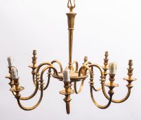 A set of three gilt brass eight electroliers,