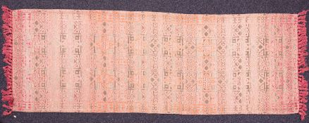 A Contemporary Habitat 'Ferguson' rug, the field with bands in orange and black and white colours,