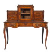 A walnut, crosbanded and gilt metal mounted bonheur du jour in Louis XV style,