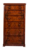 A Victorian mahogany Wellington style tallboy chest,