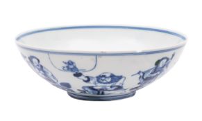 A Chinese blue and white 'Immortals' bowl,