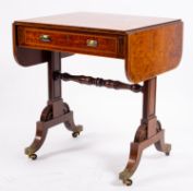 A Regency mahogany and rosewood banded drop leaf sofa table,