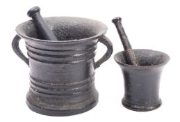 A substantial English cast iron mortar,