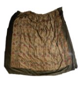 A pair of fine silk embroidered and green velvet curtains, the silk possibly 18th century Genoese,