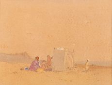 Frank Galsworthy (British, 1863-1959) - Works in the sand - Watercolour on paper - 22.