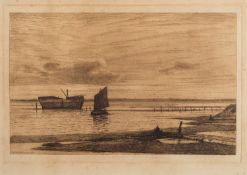 Edward Henry Fahey (British,1844 -1907) - River views - Five etchings.- Each 19.5 x 27.