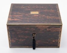 An early Victorian coromandel and brass bound dressing case, maker Lund,