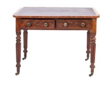 A George IV mahogany writing table, circa 1825; in the manner of Gillow; the top with later skiver,