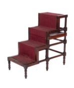 A Regency mahogany library step table, circa 1815; as steps,
