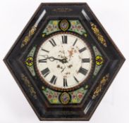 A French ebonised inlaid wall clock the eight-day duration movement striking the hours and