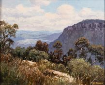 Harry Emmett (British,1900 - 1979) - 'On Narrow Neck, Katoomba' - Oil on board - 29.5 x 36.