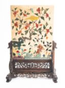 A Chinese inlaid hardstone table screen,