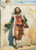 19th Century School - A Roman Pifferaro - Watercolour - 37 x 26.5cm, 64.