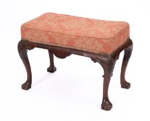 A George II mahogany dressing table stool,
