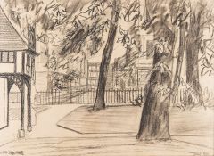 Attributed to Paul Ayshford Methuen (1886-1974) Soho Square, London - Pencil - 26 x 36cm, 40 x 48.