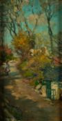 Samuel John 'Lamorna' Birch (British, 1869-1955) - The Old Lane - Oil on panel - 30 x 15.