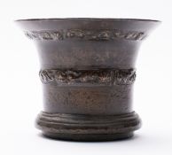 A Charles I bronze mortar, Whitechapel Foundry, London, circa 1640; of waisted cylindrical form,