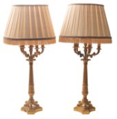 A pair of gilt bronze six light candelabra in Louis Philippe style,
