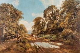 John Syer (British, 1815-1885) - A horse drawn wagon approaching the ford,