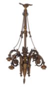A gilt metal four light electrolier,