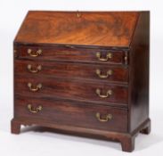 A George III mahogany and marquetry bureau,