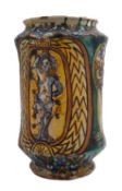 A large Sicilian maiolica alborello, 17th century probably Palermo, of waisted form,