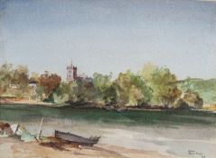 Francis Russell Flint (British 1915 - 1977) - 'Stoke Gabriel' - Watercolour - 27.5 x 37.