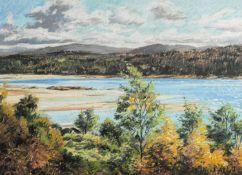 Richard Aldred (British, 20th Century) - 'Bright Morning, Loch Laggan' - Pastel - 28 x 40.