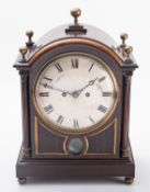 An Edwardian mahogany and brass chiming bracket clock the eight-day duration,