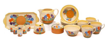 A group of Clarice Cliff pottery in the Autumn Crocus pattern,