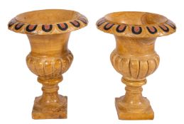 A pair of substantial polished ochre stone Campana urns,