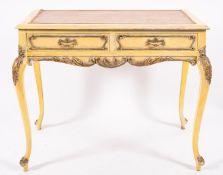 A painted and parcel gilt composition writing desk in Louis XV style,