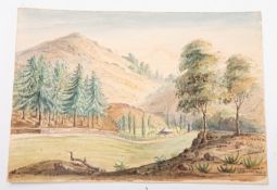 A small album of sketches of Oriental figures with two double page watercolours of Lord John