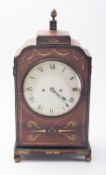 A Regency mahogany and brass inlaid clock the eight-day duration, double-fusee,