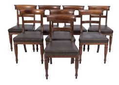 A set of eight regency mahogany dining chairs, possibly Irish,