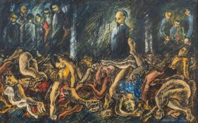 Neil Shawcross (British, b.1940) - 'Religion Today' - Watercolour - 32 x 51cm, 50.