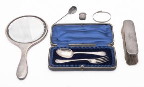 A mixed group of silver including; a cas