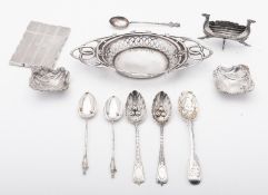 A mixed group of silver including; a Bir