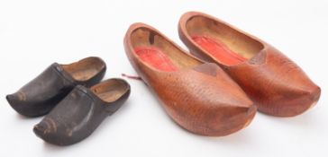 A pair of French wooden clogs, maker Leg