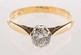 A 9ct gold diamond solitaire ring, claw