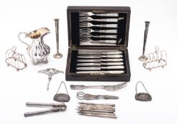 A mixed group of silver plate; a melon l