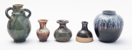 Five art pottery vases of varying form a