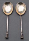 A pair of Edward VII silver seal top spo
