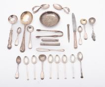A mixed group of silver and silver plate