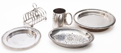 A mixed group of silver plate including;