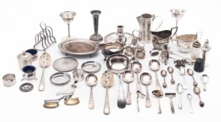 A mixed group of silver plate including;