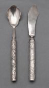 A Chinese export silver serving spoon by