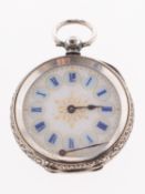 A silver open-faced lady's pocket watch