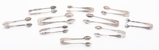 A mixed group of nine silver and one sil