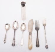 A mixed group of silver including; a sil